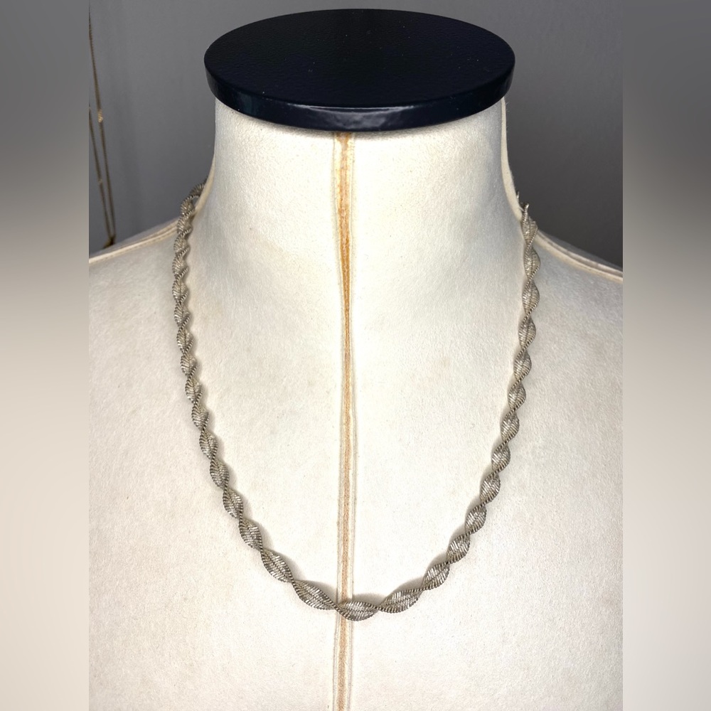 Silver herringbone twisted chain